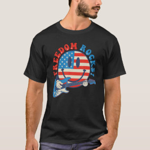 T-shirt Liberté fait roche visage hippie guitare rock groo
