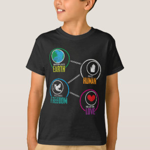 T-shirt Liberté humaine de paix de course de la terre de