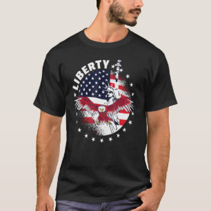 T-shirt Liberty American Eagle Usa America Drapeau & Happy