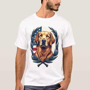 T-shirt Liberty Golden Retriever Vintage Tee Patriotique