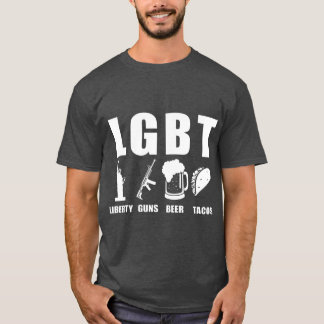 T-shirt Liberty Guns Beer Tacos LGBT Funny Parody Cadeau
