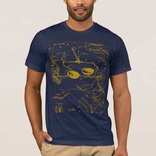 T-shirt Libra Constellation Hevelius 1690 Engraving Style (Devant)