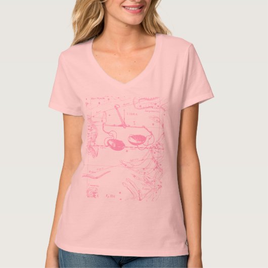 T-shirt Libra Constellation Hevelius 1690 Engraving Style (Devant)