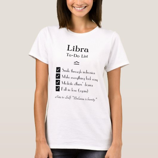 T-shirt Libra - Liste des tâches (Devant)