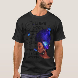 T-shirt Libra Queen Afro Melanin Girl Anniversaire Cadeau