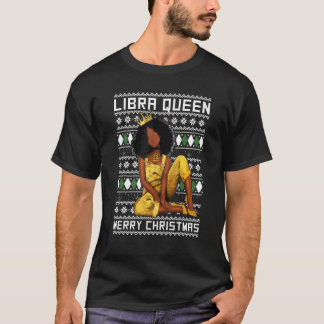 T-shirt Libra Queen Joyeux Noël Pour Les Femmes Noires