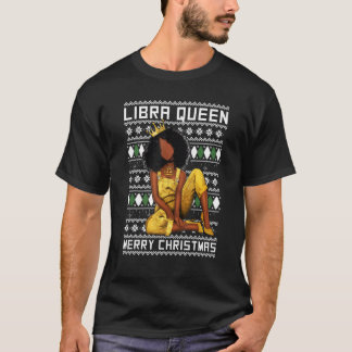 T-shirt Libra Queen Joyeux Noël Pour Les Femmes Noires
