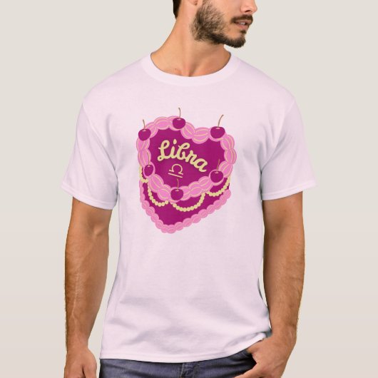 T-shirt Libra Zodiac Pastel Coeur gâteau d'anniversaire (Devant)