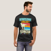 T-shirt Librarian Awesome Library Technician Dinosaur Book (Devant entier)