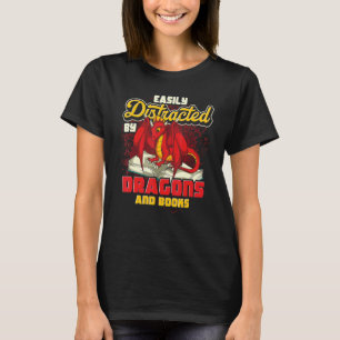 T-shirt Librarian Bookworm Reading Cute Dragon Book Drago