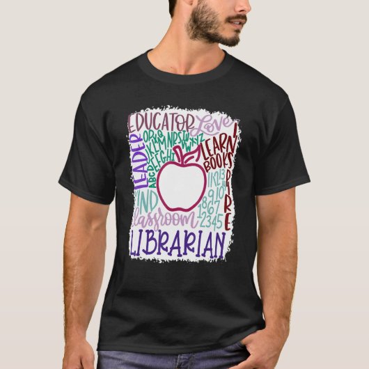 T-shirt Librarian Teacher In Typography Teacher Back 2 Sch (Devant)
