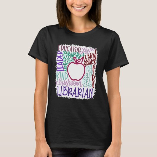 T-shirt Librarian Teacher In Typography Teacher Back 2 Sch (Devant)