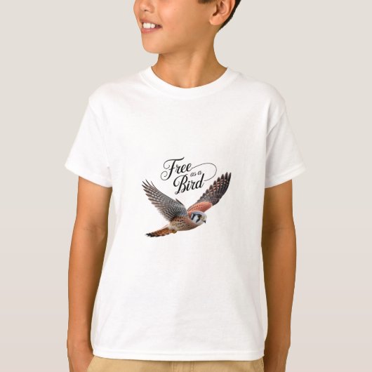 T-shirt Libre en tant qu'oiseau - American Kestrel in Flig (Devant)