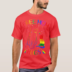 T-shirt Libre Maman Hugs LGBT Chat Gay pride Rainbow T-Shi