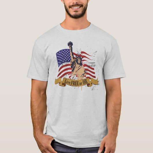 T-shirt Libres vivants ou meurent drapeau américain de (Devant)