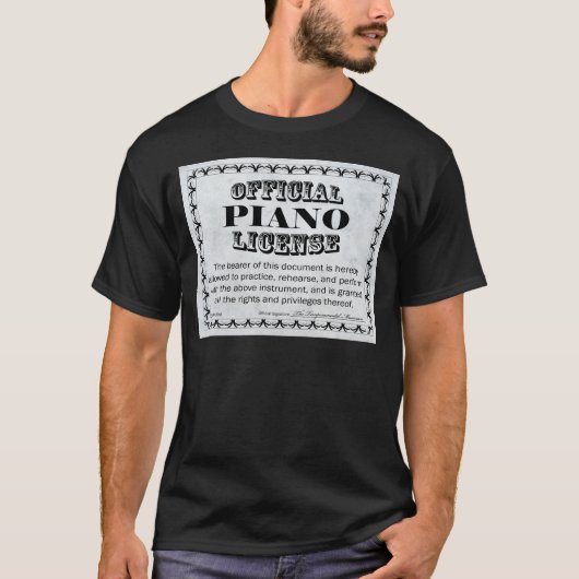 T-shirt Licence de piano (Devant)