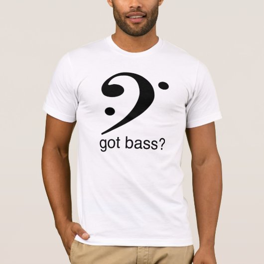 T-shirt L'icône de clef basse avec la basse obtenue ? , (Devant)