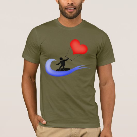 T-shirt L'icône de kitesurf de cool d'amour (Devant)
