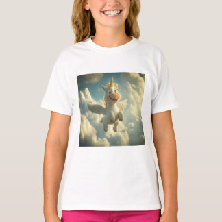 T-shirt Licorne 3D volante dans le ciel