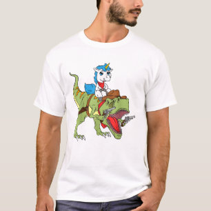 T-shirt Licorne à cheval sur un dinosaure Enfants Garçons 
