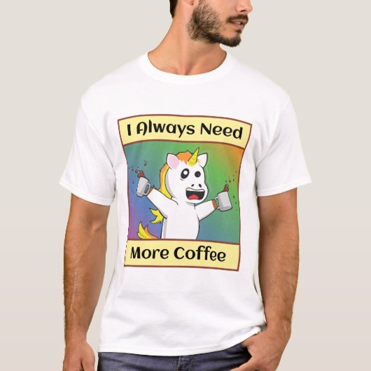 T-shirt Licorne Accro au Café (Devant)