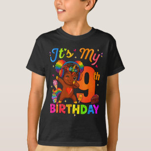 T-shirt Licorne Afro 9e anniversaire Fille Cheveux Naturel