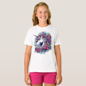 T-shirt Licorne avec fleurs (Devant entier)