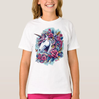 T-shirt Licorne avec fleurs