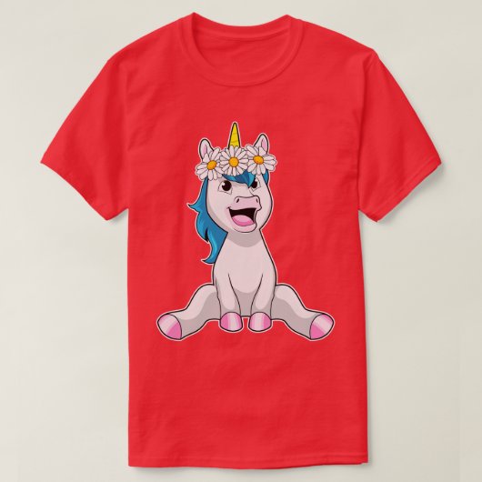 T-shirt Licorne avec Fleurs Daisy (Design devant)