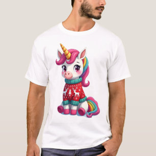 T-shirt Licorne avec pull de Noël Filles Licorne Chris
