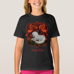 T-shirt Licorne blanche Fractale rouge Cheval de fantaisie