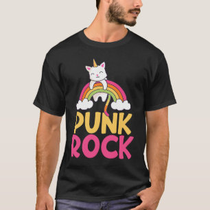 T-shirt Licorne Chat Arc-en-Ciel Rock Punk Coloré Unicat