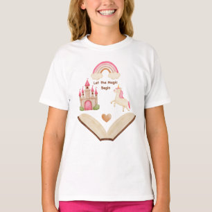 T-shirt Licorne Château Fille Arc-en-Ciel Conte