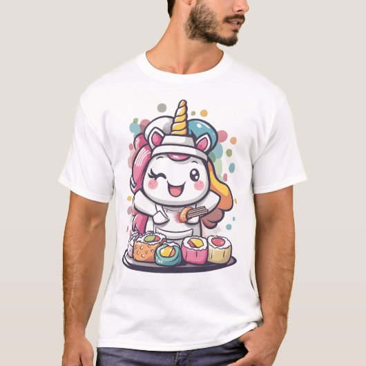 T-shirt Licorne Chef Sushi (1) (Devant)