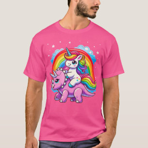 T-shirt Licorne chevauchant dinosaure Triceratops Drôle Ga