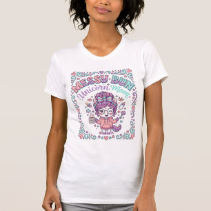 T-shirt Licorne Chignon Messy Maman Licorne Graphique Rétr