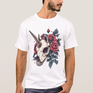 T-shirt Licorne crânienne florale (1)