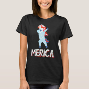 T-shirt Licorne Dabbing Drapeau Merica 4 Juillet Indépenda