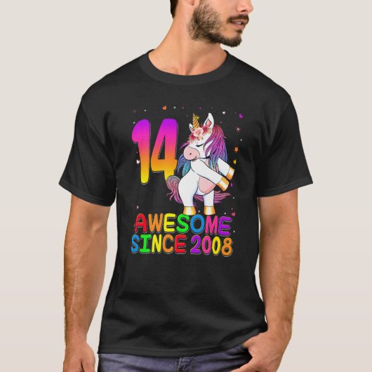 T-shirt Licorne de 14 ans faisant du flossing pour fille d (Devant)