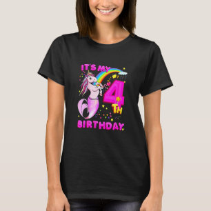 T-shirt Licorne de 4e anniversaire Mermicorne Sirène pour