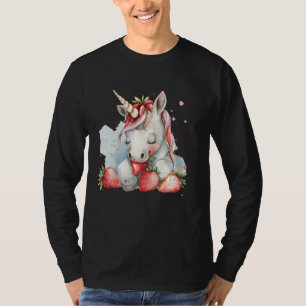 T-shirt Licorne de fraise Dessin de fraises mignonnes à l'