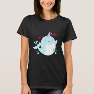 T-shirt Licorne de Narval Amour Coeur Animaux Marins Narwh