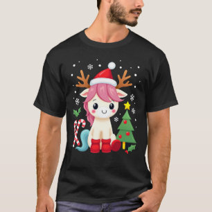 T-shirt Licorne de Noël Mignon Magique Xmas Filles Tout-Pe