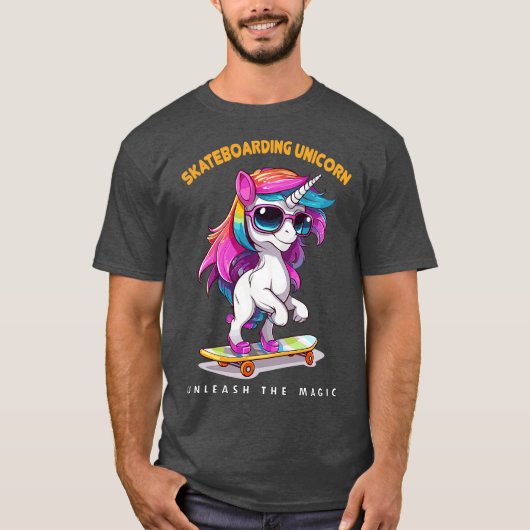 T-SHIRT LICORNE DE SKATEBOARD (Devant)