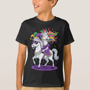 T-shirt Licorne drôle chevauchant un chapeau de bouffon de