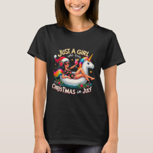 T-shirt Licorne Drôle Fille Juste Une Fille Qui Aime Noël