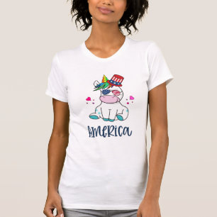 T-shirt Licorne du 4 juillet avec lunettes de soleil drape