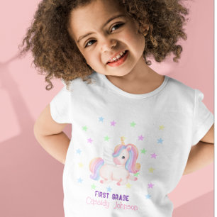 T-shirt Licorne étoiles arc-en-ciel pastel