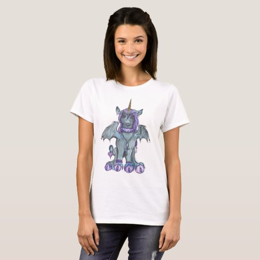 T-shirt Licorne foncée gothique UNIQUE-CORN de Goth (Devant entier)