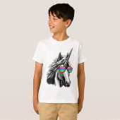 T-shirt Licorne fraîche avec des lunettes de soleil (Devant entier)